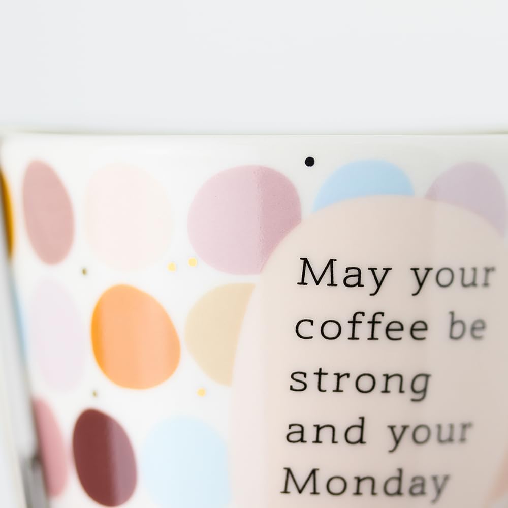 Grafik-Werkstatt Espresso Cup with 100% Real Gold, Porcelain Cup, 50 ml, Coffe Strong, Monday Short, White