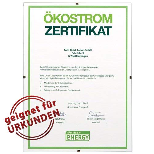 Bilderrahmen, Randlos-Rahmen, Urkunden Rahmen, Normalglas, Kunststoffglas, Kunstglas, Rahmenlos, Rahmenloser Bildhalter (42x59,4 (DIN A2) Acrylglas)