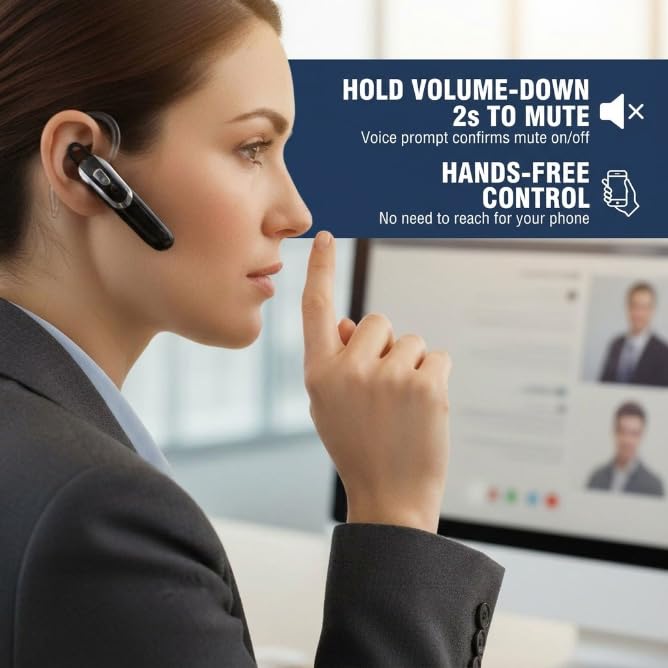 Auricular Bluetooth V6.0 con Cancelación de Ruido y 38 Horas de Llamada miniatura 3