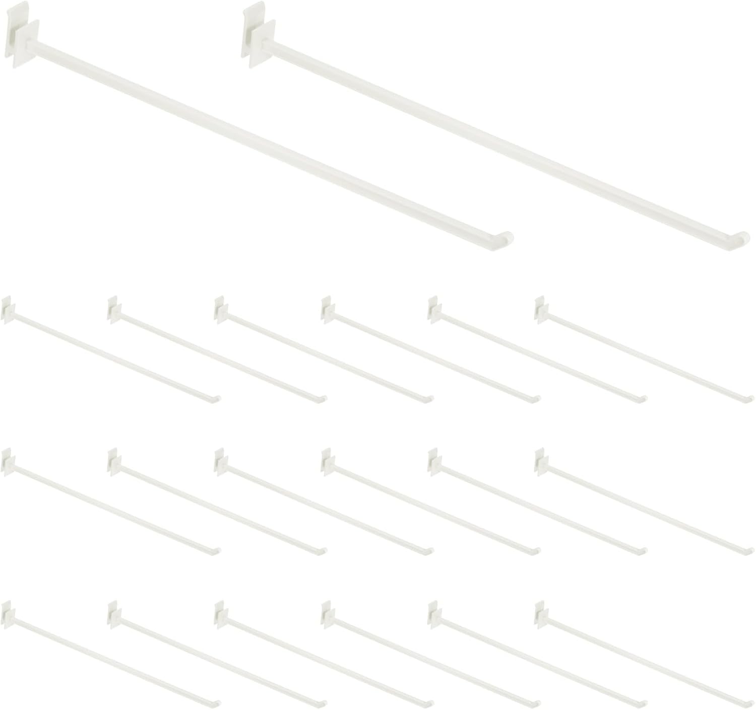 uxcell 20Pcs Slat Wall Panel Hooks, 12 Inch Plastic Slat Wall Accessories Gridwall Hooks Shelves Hanging Accessories for Kitchen Tool Organization Gridwall Craft Room Retail, White