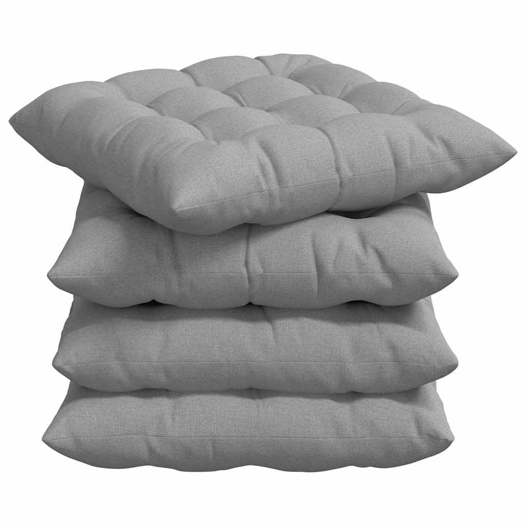 Cuscini per Seduta 4 pcs Grigio Nuvola 40 x 40 x 6 cm Tessuto | Coperture Rimovibili, Lavabili in Lavatrice, Cinghie di Fissaggio, Fibra di Poliestere