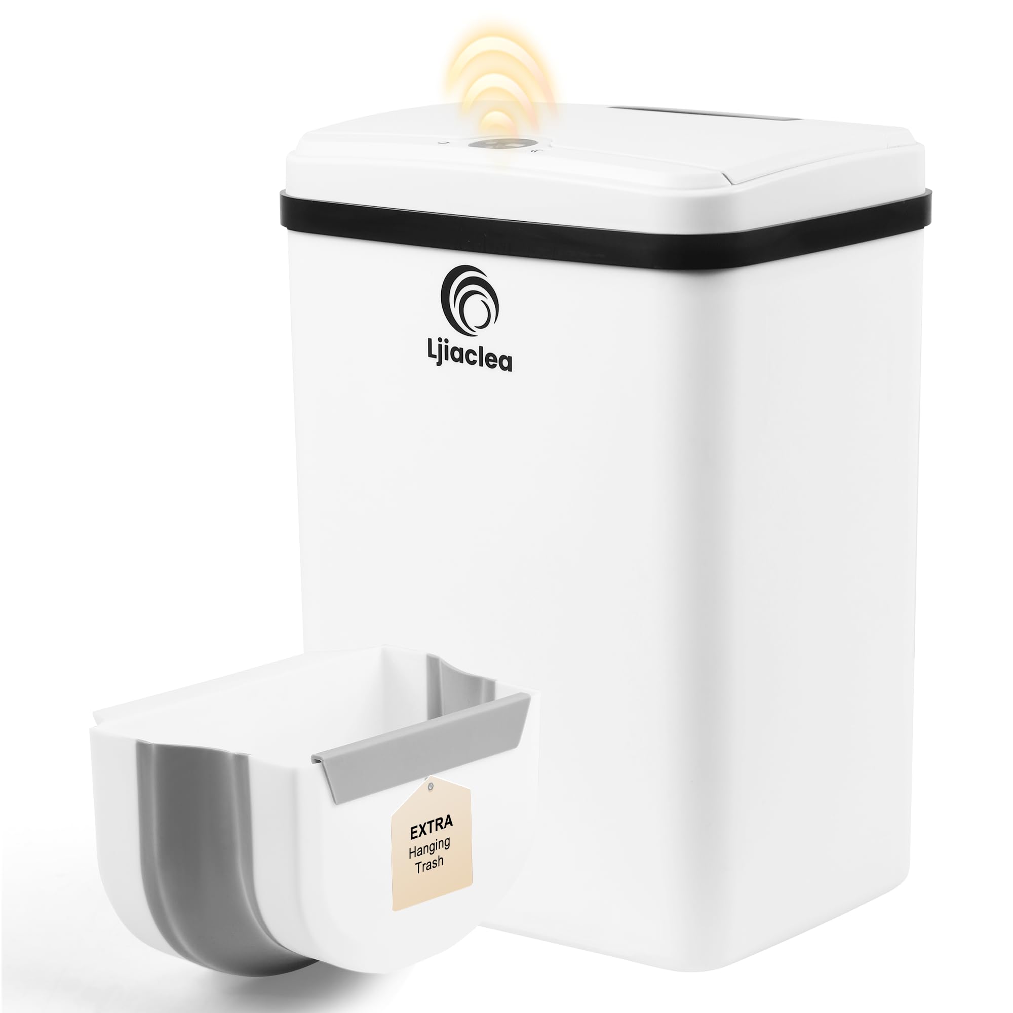 Automatic Bathroom Trash Can with Lid 4 Gallon Touchless Electric Garbage Can Motion Sensor Smart Trash Bin Slim Dog Proof Trashcan for Kitchen,Bedroom, Office, Living Room,Battery White