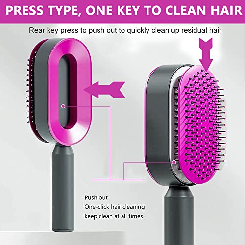 Image of MAYCREATE Self Cleaning Hair Brush for Women Men, 3D Airbag Cushion Hair Comb Massager Paddle Brush Hairdressing Detangling Anti Static Hairbrush