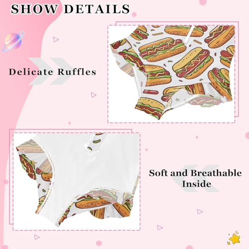 Girls One Piece Swimsuits Long Sleeve Swimsuit Zipper Bathing Suits Hot Dog Pattern4