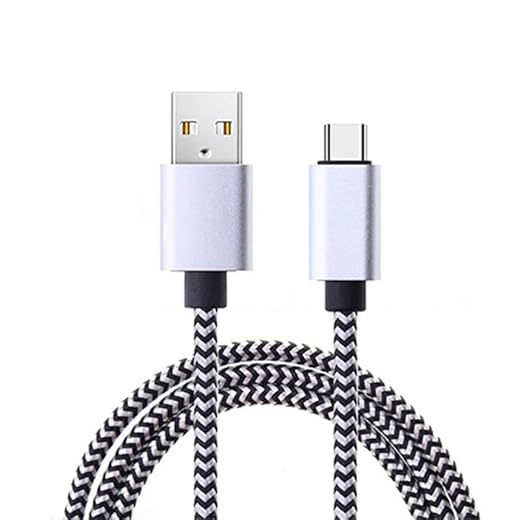 Fast Charger Cable, 6.6 ft USB A to Type C Fast Charging Woven Quick Charger Cord Compatible for Smartphones & Tablets (White,1 Meter)