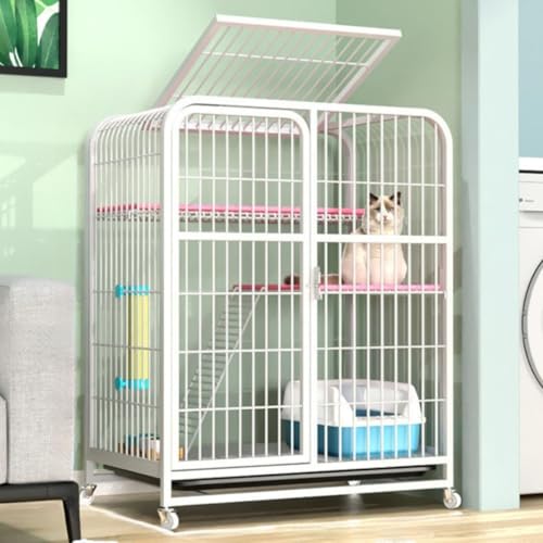猫ケージ 猫用ハウス 猫小屋 キャットヴィラ Tufduzo 室内 多頭飼い 猫のゲージ 脱走防止 キャスター付き 移動便利 組立簡単 室内飼い 快適なスペース キャットハウス (3段 78*55*108cm,B)