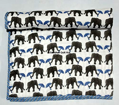 Trapunta trapuntata in cotone patchwork reversibile, coperta per bambini e bambini, coperta per bambini – multi animale unisex regalo indiano decorativo super morbida e calda coperta per divano e