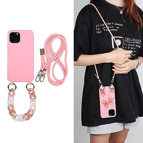 Capa de cordão de pescoço transversal para iPhone 14, capa de telefone colar com alça de cordão ajus