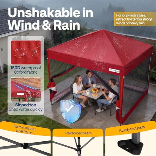 Image of VIVOHOME 10x10ft Outdoor Screen Tent with Mosquito Netting