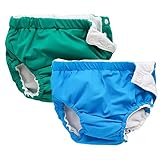 IIjnUhb Swim Diapers Baby Reusable 1Pack 2 Pack,Washable Pants for 0-3 Years Boys Girls Swimming Lesson Shower Gifts (GreenBlue-6 Months)