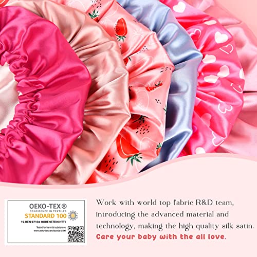 Yanibest Baby Satin Bonnet Sleep Cap For Curly Hair - Double Layer Reversible Adjustable Silky Satin Cap For Infant Toddler Child(6-36Months,Pink) #TOP5