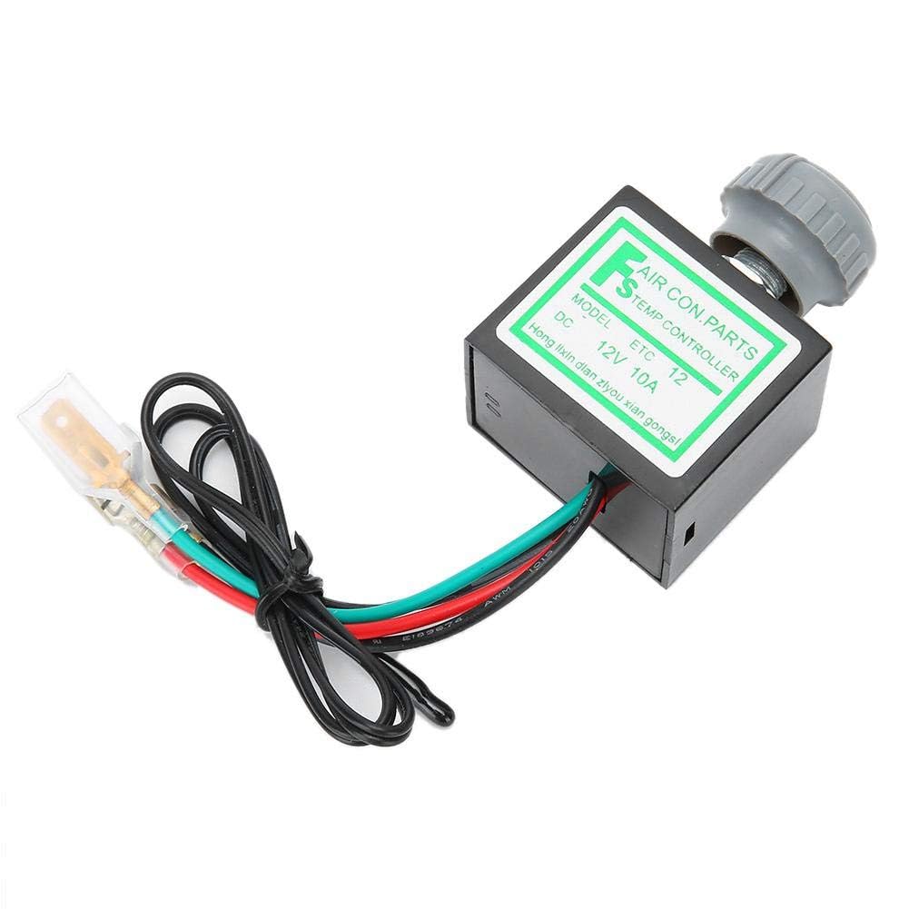 Interruptor de temperatura del aire acondicionado, aire acondicionado del coche 10A Interruptor electr¨®nico del termostato Control de temperatura Accesorio autom¨¢tico(12V)