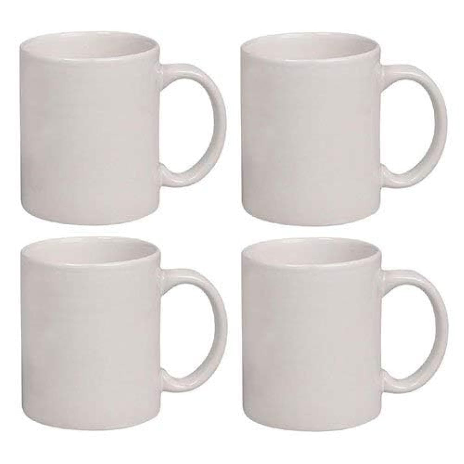 4Pcs Plain Ceramic Coffee Mugs,Ceramic Coffee Cups, Classic Drinking Cups with Handles, Mugs for Cappuccino, Espresso, Latte, Cocoa, Milk, Tea, Mug DIY Gifts (White)