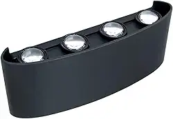 Arandela LED Externa Meia Lua 8W Preta 8 Fachos 3000K IP65 Bivolt Parede Jardim Fachada