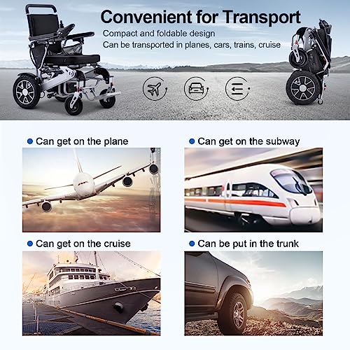 Electric Wheelchair 2024 New Update Folding Power Mobility Wheelchair Weight 64 Lbs With 12" Solid Rear Tires More Stable #TOP2