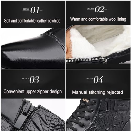 Myallfeet Men's Classic Italian High Top pattern Chukka Boots Fashionable Side Zipper Insulation And Anti Slip Wool Boots Premium Business Ankle Boots3