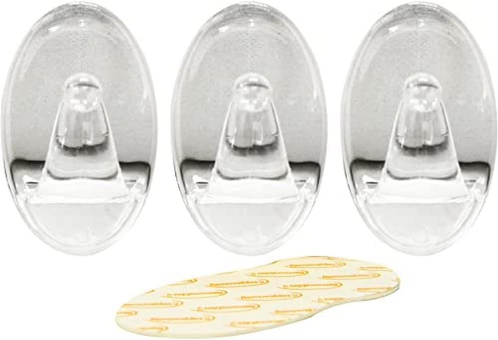 Rolson 61318 3Pc Transparent Removable Adhesive Hook, Black