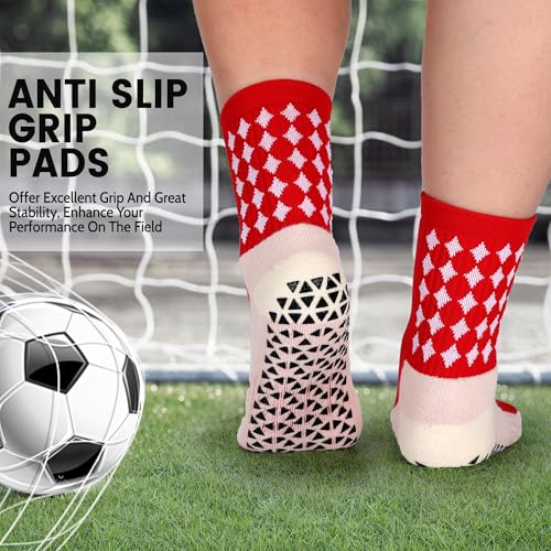2/4 Pairs Grip Soccer Socks for Men Women Cushioned Non Slip Football Basketball Athletic Sports Socks3