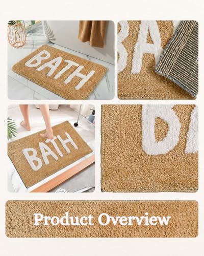 Image of Bathmat 1200 GSM Microfiber Machine Washable and Quick Dry Bathroom Mats for Bathroom /Kitchen /Living Room /Home /Office /Entrance (38cm x 58cm, Pack of 1) Beige