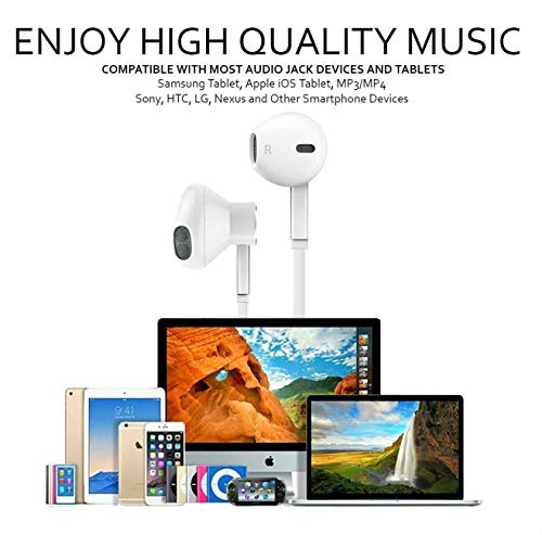 Noise Isolation Earphones Premium Sound Headphones Earbuds Bass Enhance Stereo With Microphone Remote Control Compatible For Cell Phone/Tablets-White #TOP5