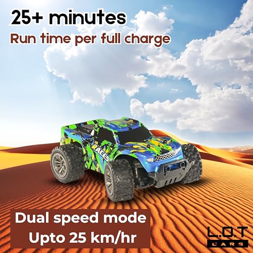 Image of Bumble Remote Control Car | 25Kmph, 2.4Ghz | Rc Car, Remote Car, Rc Cars, Differential Axle Control, Durable PVC Shell, Long Range Remote, Boost Mode, Dune Racer (Green)