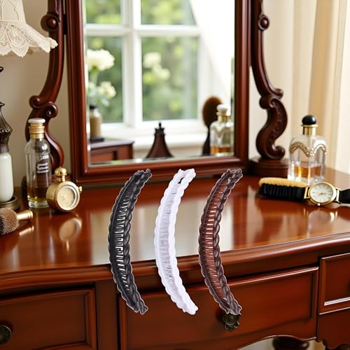 Set Di 6 Fermagli Per Capelli Marroni, Bianchi, Neri, Per Coda Di Cavallo, Code Di Pesce, Coda Di Cavallo, Stile Vintage, Grandi, Per Donne E Donne, Accessori Per Capelli Alla Moda - 7