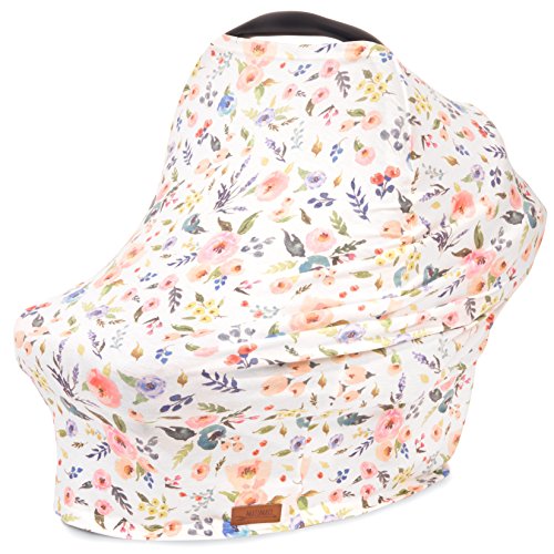 5-in-1 Car Seat Canopy & Nursing Cover by Matimati, Stretchy & Ultra Soft Breastfeeding, Carseat & Stroller, Shopping Cart Covers, Perfect Gift for Mom (Floral)