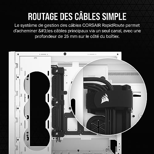 Boîtier PC blanc CORSAIR 5000D Core Airflow avec panneau latéral en verre trempé - 7