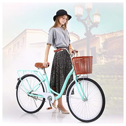 Beach Cruiser Bike for Women - Classic Cruiser Bike with Baskets - Leisure Vegetable Basket Bike | 26 Inch Women's Cruiser Bike Retro Bicycle - Leisure Picnics & Shopping