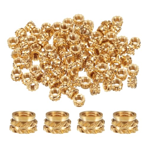 QUARKZMAN 100 piezas de Insertos Roscados de Latón M3 para Calentar, Inserto M3x3mm, OD 5mm Tuercas Insertadas con Estrías, Tuercas de Latón para Impresión 3D con Rosca Hembra Insertada