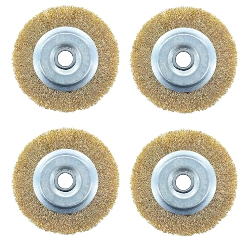 YEJAHY Lot de 4 brosses à joints, brosse de désherbage pour débroussailleuse, brosse à herbes sauvages, brosse métallique, brosse de rechange pour enlever les mauvaises herbes et la mousse
