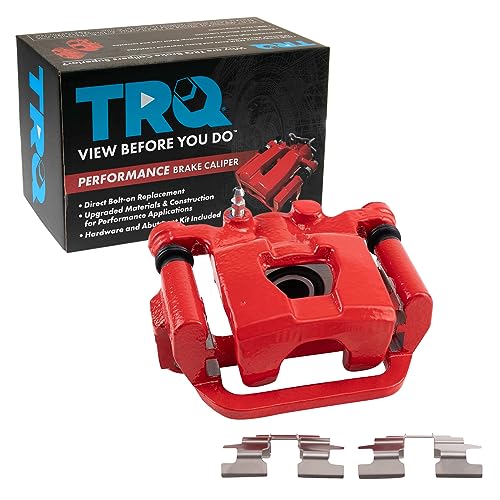 Image of TRQ Rear Right Brake Caliper w /Bracket Performance Red Passenger Side