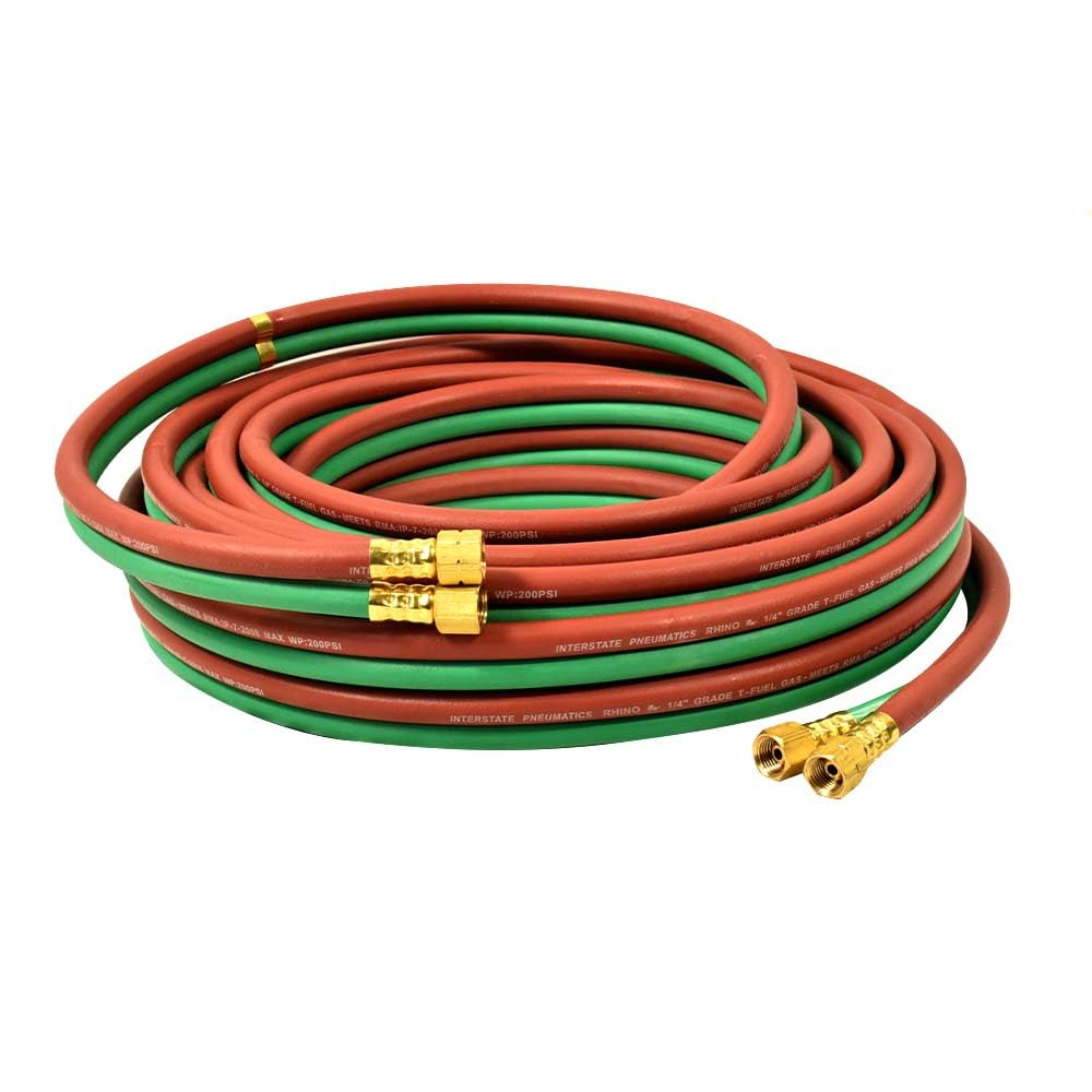 Interstate Pneumatics HW44-025T 1/4 Inch x 25 FT Grade T, Twin Gas Welding Hose 200 PSI