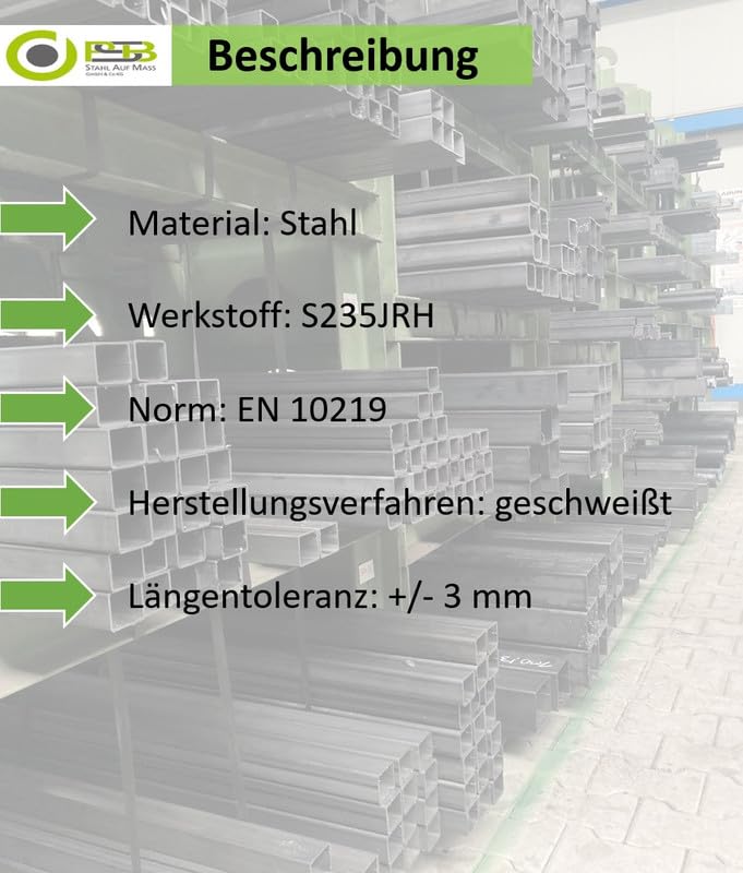 Vierkantrohr S235JRH (100x100x3mm - 2000mm - einseitige Gehrung 45 Grad)