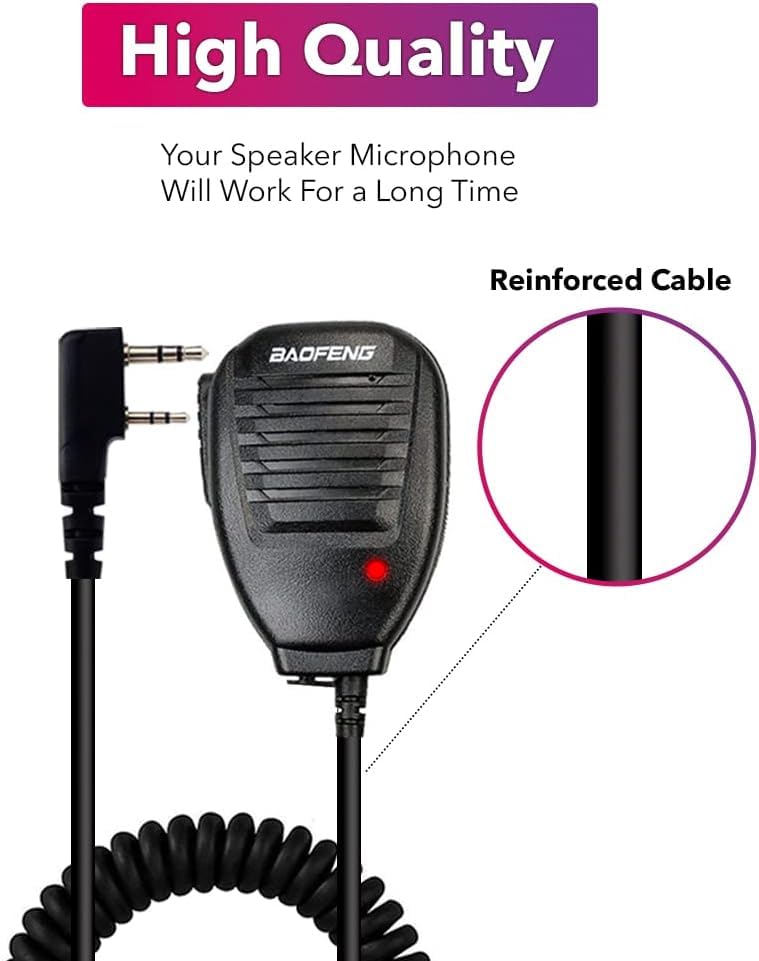 MIRKIT Original Baofeng Mic for UV-82 Speaker Mic Compatible with Baofeng Radios: UV-82HP, UV-82L, UV-5R Series and All Ham Radio PTT Design with K2 Plug