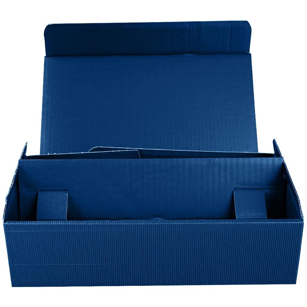 2er Weinkarton, Geschenkkarton, Dunkelblau, Wellpappe, 36 x 19,2 x 9,5 cm, 25 Stück