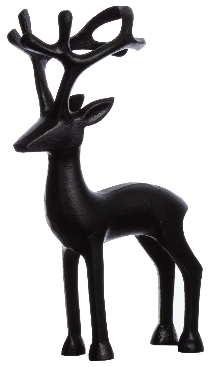 Brandsseller Figura decorativa de reno, decoración navideña, ciervo decorativo, aluminio, negro, 15 cm de alto
