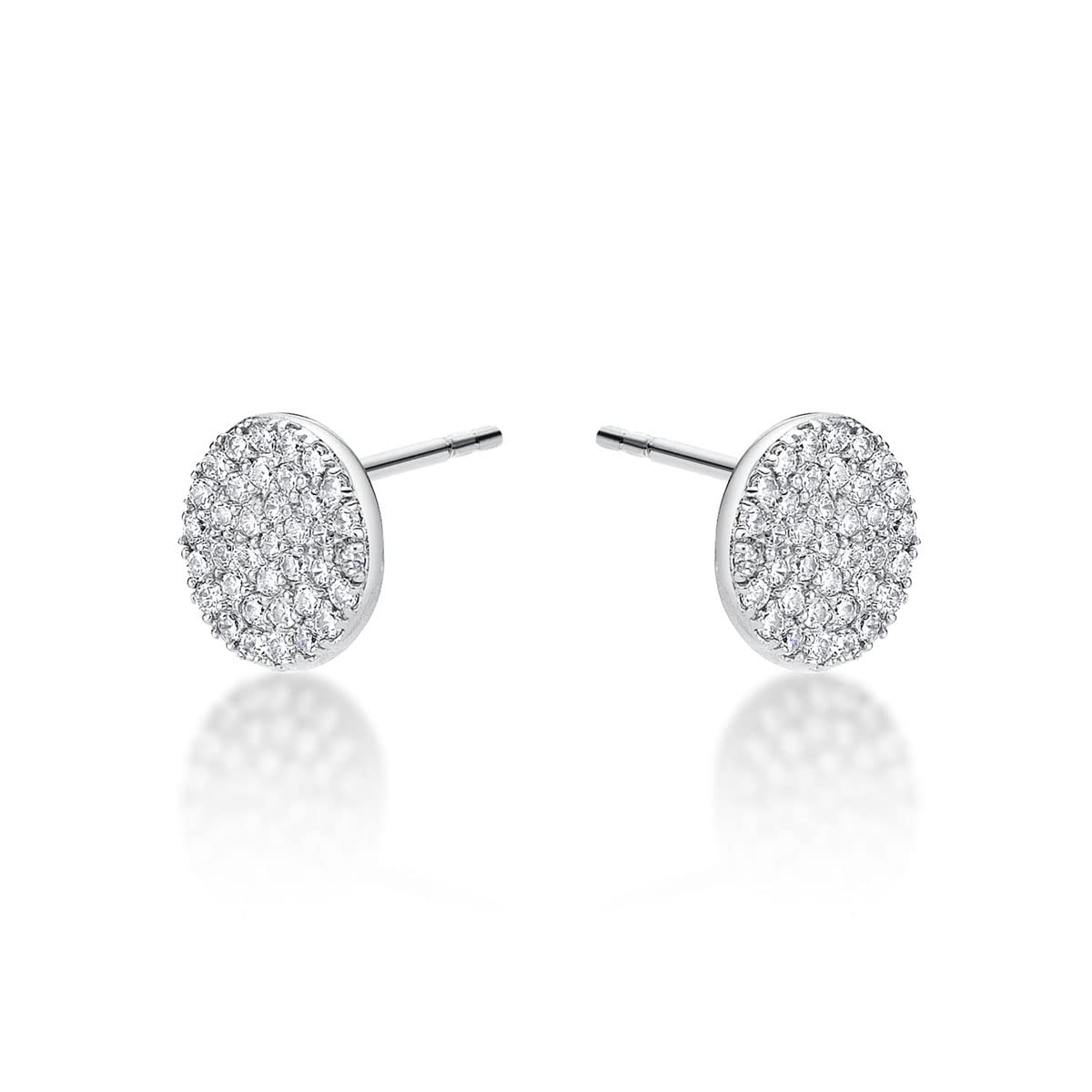 Diamond Treats Piccoli Orecchini a Disco Rotondi in Argento 925, Carini Orecchini Tondi per Donna eRagazza, Eleganti Orecchini Donna con Pietre Zirconi in Argento, Oro Giallo o Oro Rosa.