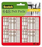 Scotch Felt Pads Value Pack, 648 Pcs, Round, Beige, Easy-to-apply, Self-Stick design, Reliable protection from nicks, dents and scratches, Assorted Sizes 3/8", 3/4", 1" & 1.5" inch Pads (SP845-4)