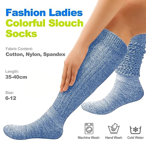 Image of BONANGEL Slouch Socks for Woman, 3 Pairs Long Scrunchy Scrunch Slouchy Tube Boot Socks for Women Girls Size 5-11