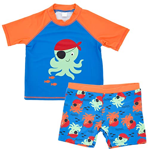 June Sports Baby and Toddler Boys' 2-Piece Swimsuit Trunk and Rashguard Bathing Suit UPF50+ for Kids Octopus 2T SWS8