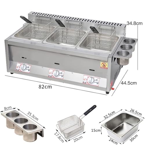 guoyjmm Professionelle Gas Fritteuse, Gewerbliche Fritteuse aus Edelstahl, zum Kochen von Speisen und Pommes Frites, zu Hause für das Familienkochen auf der Arbeitsplatte im Restaurant – Bild 8