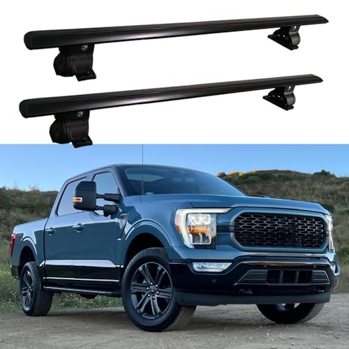 FENQING-Y Fits for Ford F150 2021-2026 2PCS Cross Bars Crossbar Naked Roof Rail Aluminum Luggage Canoe Kayak Carrier Lockable 59" Length
