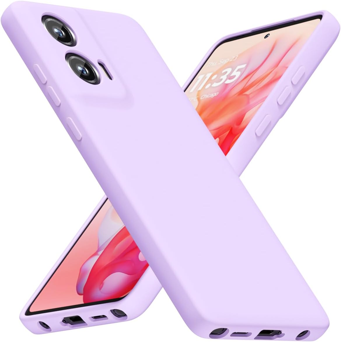 for Motorola Moto G Stylus 5G 2024 Phone Case Silicone, Minimalist Ultra Thin Slim Soft Rubber Gel Solid Color Matte TPU Cute Case for Women, Girly Design & Camera Cover, Purple Lavender Lilac