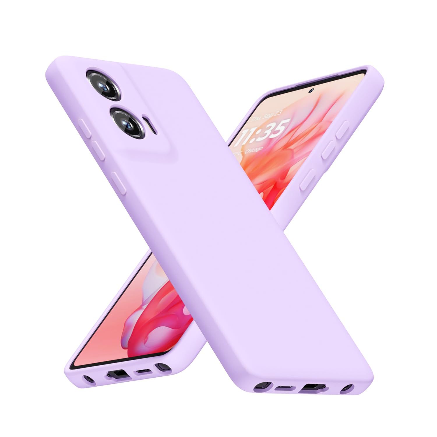 for Motorola Moto G Stylus 5G 2024 Phone Case Silicone, Minimalist Ultra Thin Slim Soft Rubber Gel Solid Color Matte TPU Cute Case for Women, Girly Design & Camera Cover, Purple Lavender Lilac