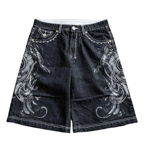 Amazon.com: Baggy Jorts Y2K Cross Graphic Emo Grunge Denim Shorts