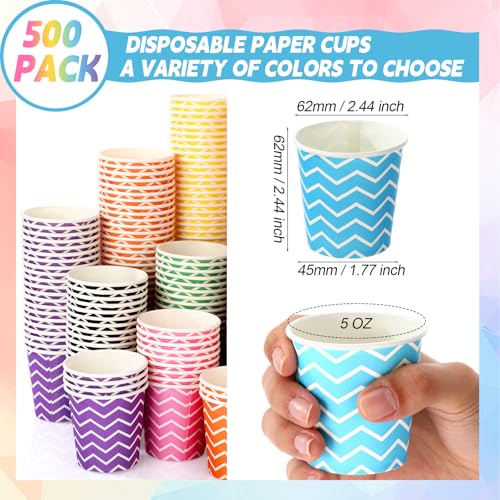 Image of Zeyune 500 Pack 5 oz Ice Cream Cups Disposable Bulk Ice Cream Sundae Bowls Paper Dessert Snack Frozen Yogurt Cups for Hot or Cold Food Wedding Baby Shower Birthday Bar Party Supplies, 10 Colors