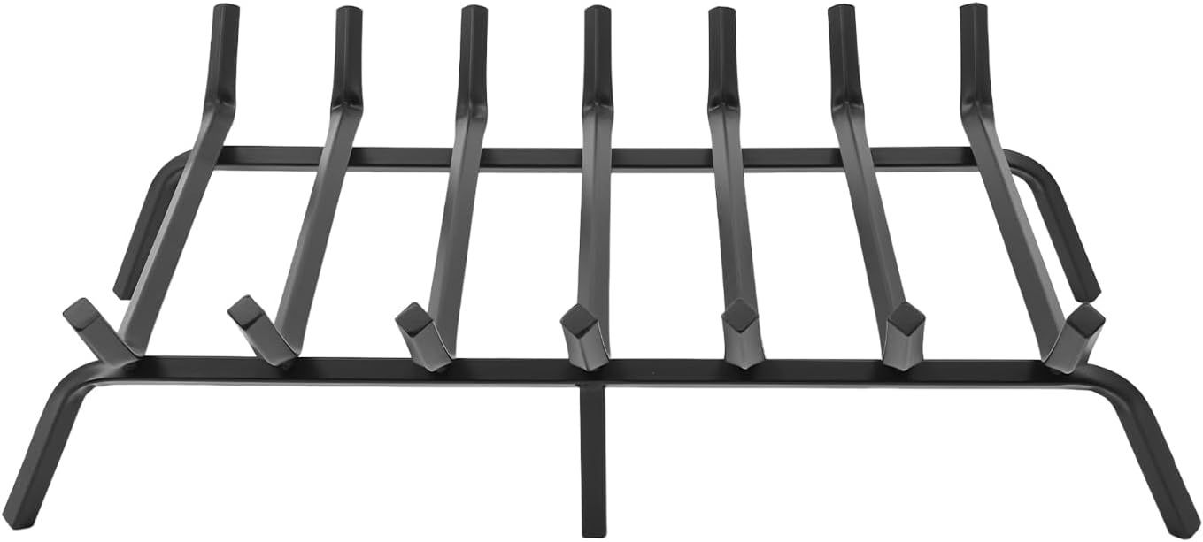 Fireplace Grate, 24 Inch Firewood Log Holder Rack, Heavy Duty Fireplace Log Holder, Fire Wood Stove Grates for Indoor Outdoor Camping Fireplace Accessories Tools(Black)