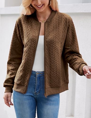 Image of WROLEM Zip Up Sweatshirts for Women Casual Outfits Cardigan Outerwear Trendy Winter Jackets Coat