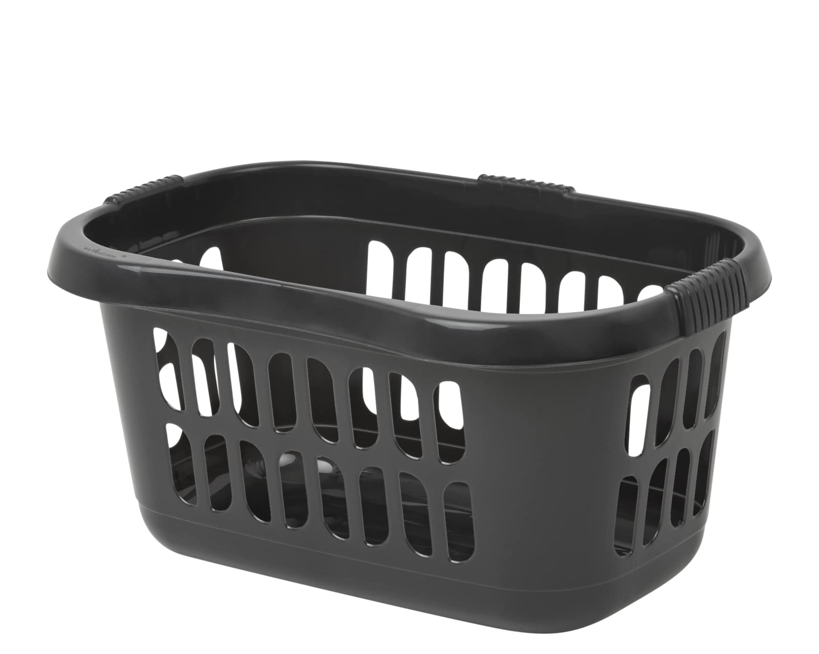 M1SS Laundry Basket High Grade Plastic Washing Clothes Linen Storage Bin Tidy Household Wash Basket Storage Stackable Organiser Linen Storage Hipster Oval Basket (Without Lid, Midnight Black)